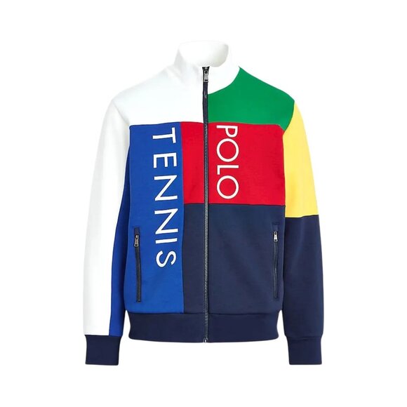 Polo Ralph Lauren Knit Tennis Jacket Multi Color Block Red Blue Yellow Green Wht - Picture 1 of 12